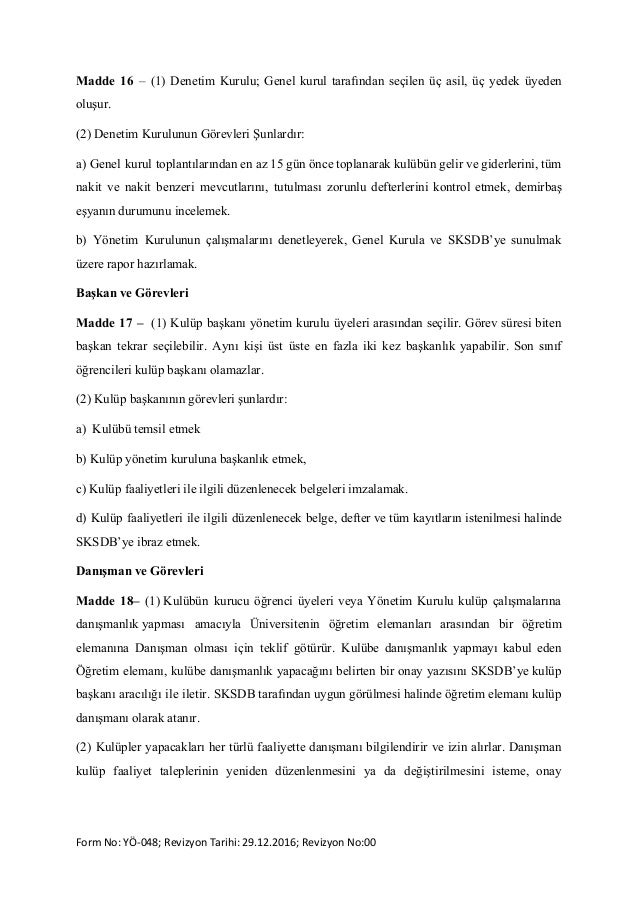 ytu ogrenci kulupleri yonergesi 2017