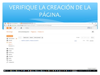 VERIFIQUE LA CREACIÓN DE LA
PÁGINA.