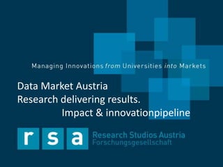 Data Market Austria
Research delivering results.
Impact & innovationpipeline
 