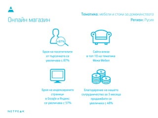 Тематика: мебели и стоки за домакинството
Регион: РусияОнлайн магазин
 