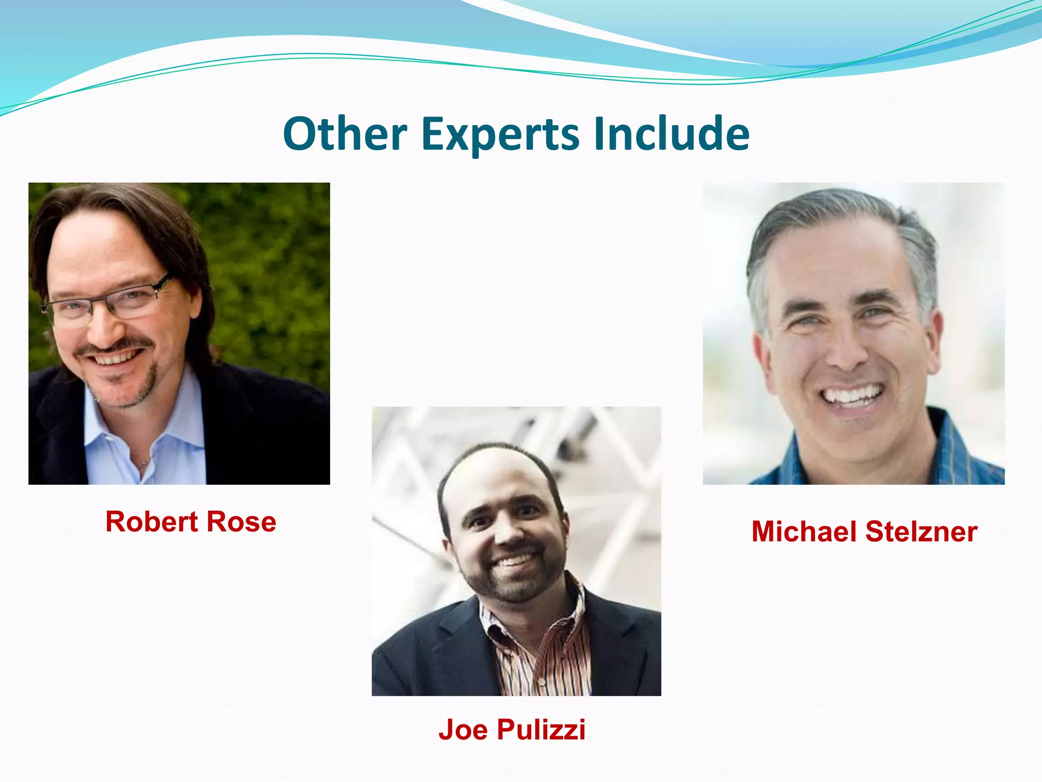 Other Experts Include
Michael Stelzner
Joe Pulizzi
Robert Rose
 
