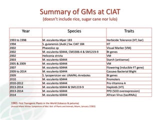 Status of Cassava Genetic Transformation at CIAT. 