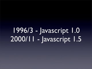 1996/3 - Javascript 1.0
2000/11 - Javascript 1.5
 