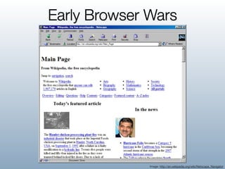 Early Browser Wars




              Image: http://en.wikipedia.org/wiki/Netscape_Navigator
 