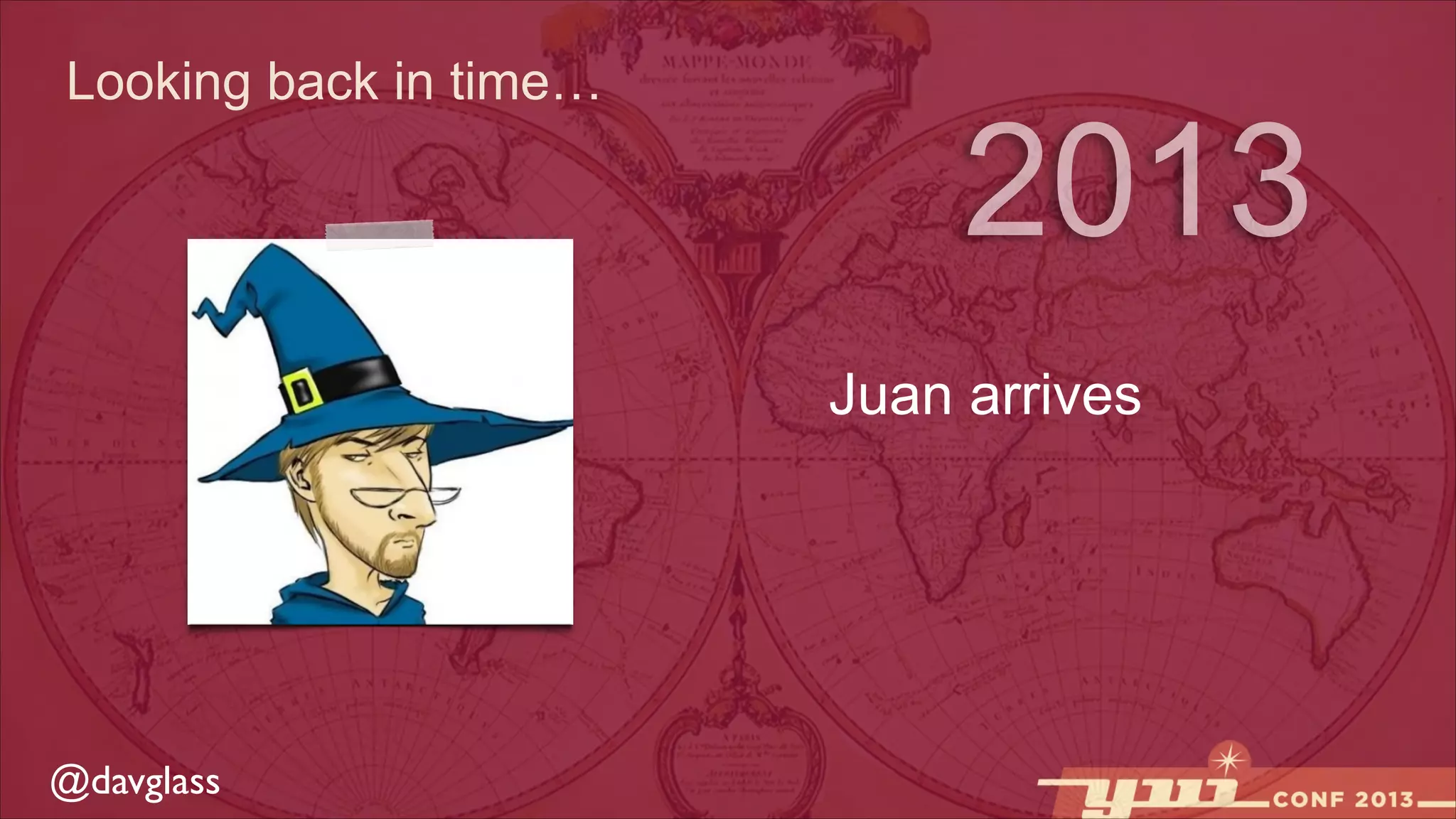 Looking back in time…

2013
Juan arrives

@davglass

 