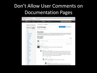 Don’t Allow User Comments on
Documentation Pages

 