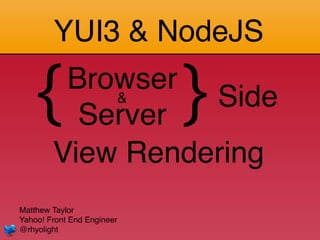 YUI3 & NodeJS View Rendering in JavaScript on Client or Server