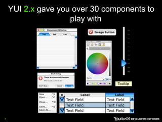 YUI 2.x gave you over 30 components to play with7