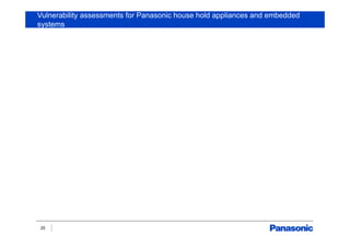 Vulnerability assessments for Panasonic house hold appliances and embedded
systems
25
 