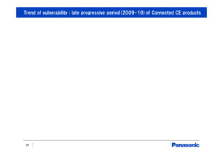 Trend of vulnerability : late progressive period(2009-10)of Connected CE products
28
 