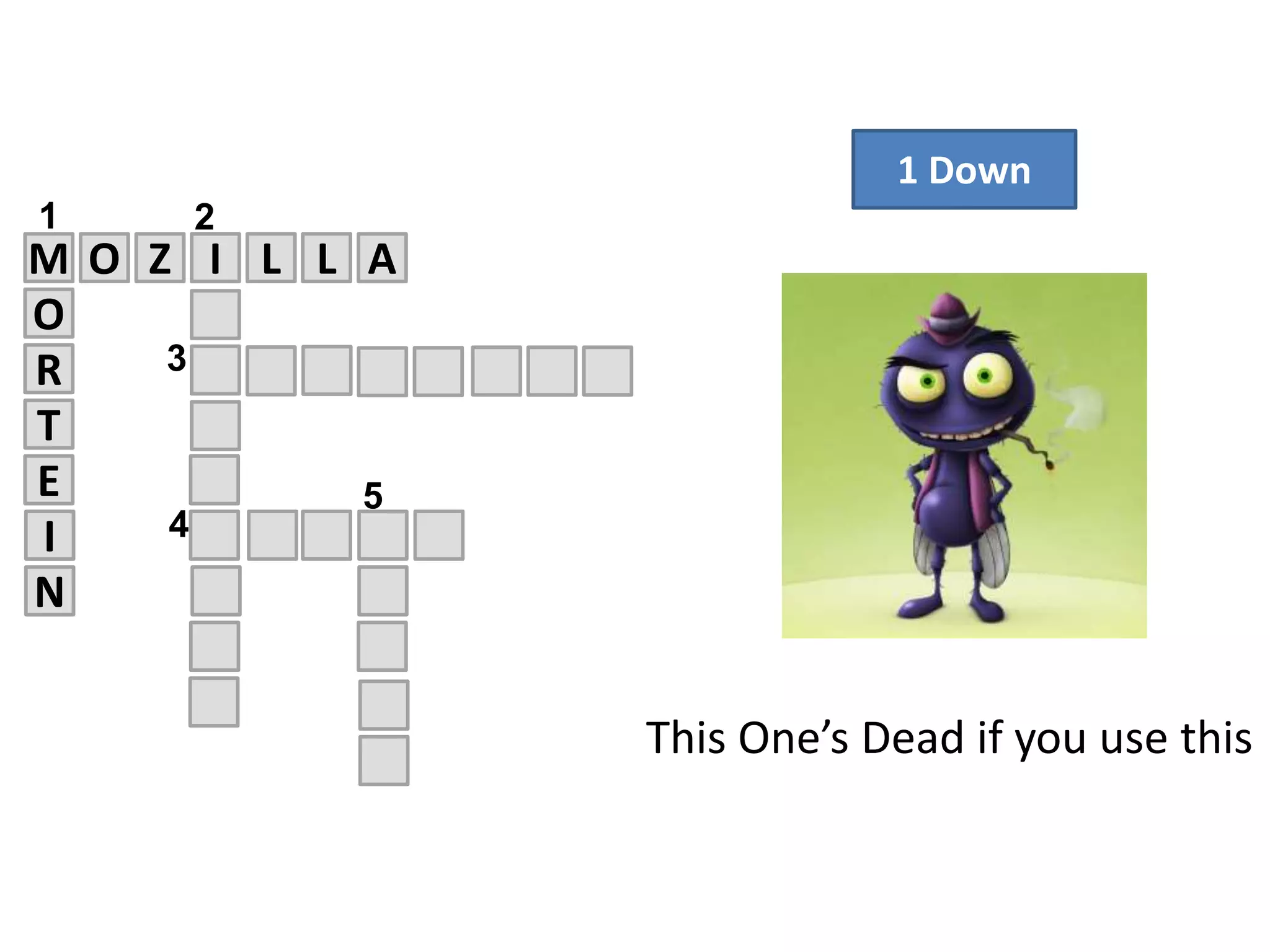 M O Z I L L
R
E
T
4
O
5
A
1 2
3
N
I
1 Down
This One’s Dead if you use this
 