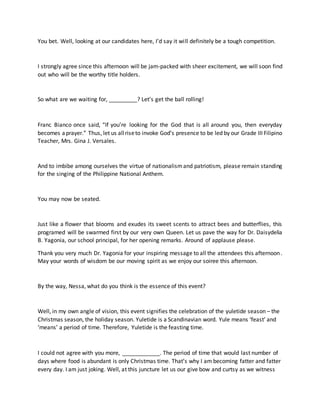 Yuletide Celebration Emcee Script