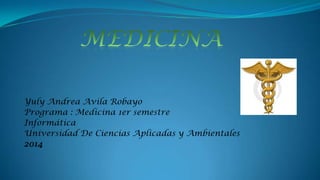 Yuly Andrea Avila Robayo
Programa : Medicina 1er semestre
Informática
Universidad De Ciencias Aplicadas y Ambientales
2014
 