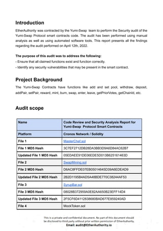 Yumi-Swap Protocol – Smart Contract Security Audit Report by ...