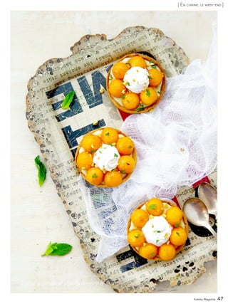 Yummy Magazine 47
[ En cuisine, le week-end ]
Tarte au melon rôti & menthe
 