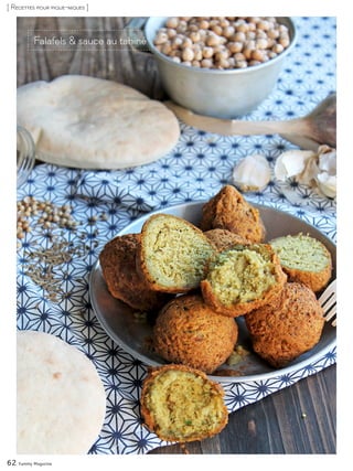 62 Yummy Magazine
[ Recettes pour pique-niques ]
Falafels & sauce au tahiné
 