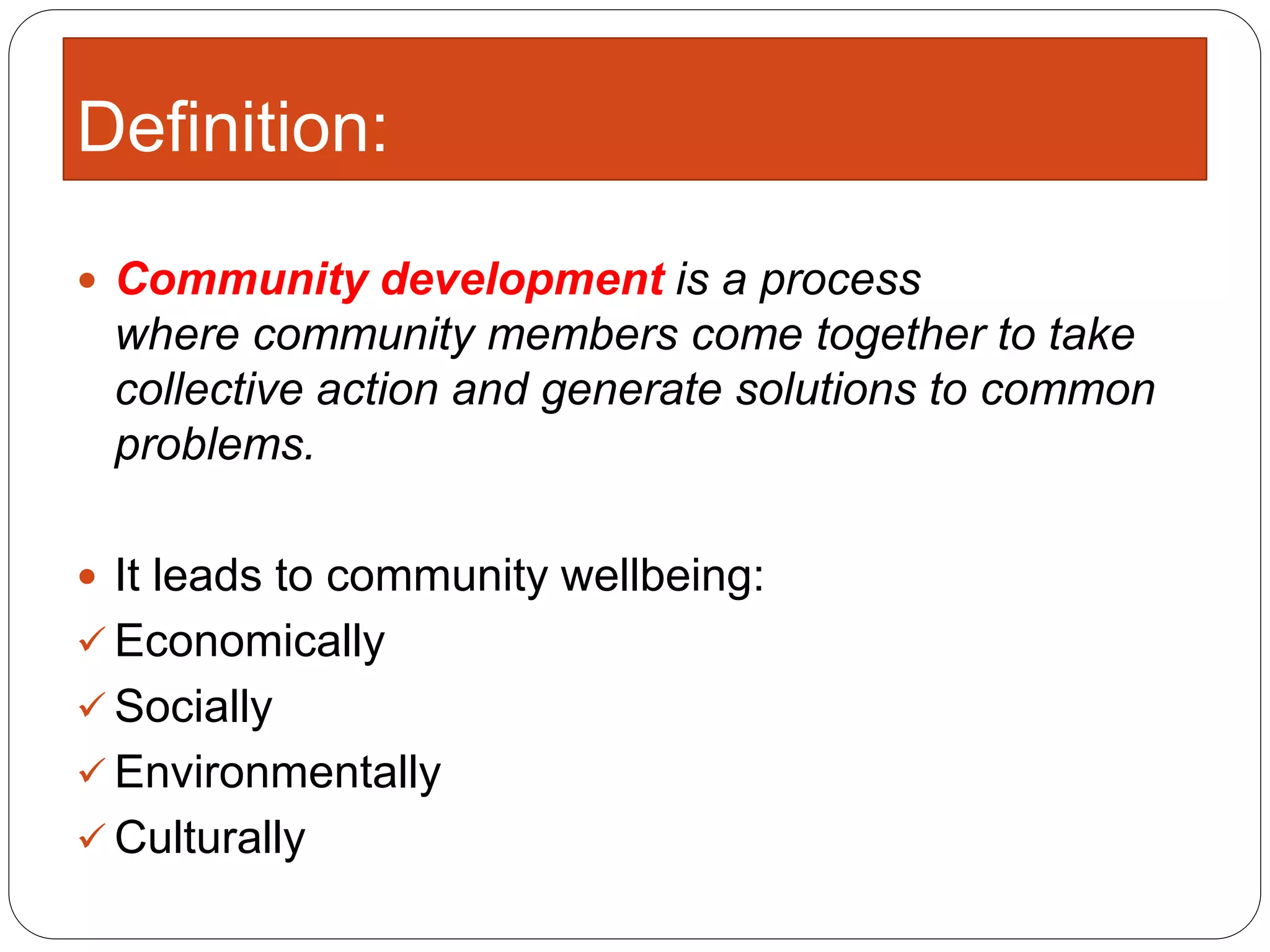 Objectives Of Community Development