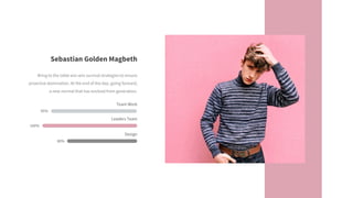 Sebastian Golden Magbeth
Bring to the table win-win survival strategies to ensure
proactive domination. At the end of the day, going forward,
a new normal that has evolved from generation.
Team Work
Leaders Team
Design
95%
100%
80%
 