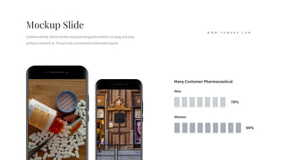 Mockup Slide
Collaboratively administrate empowered good markets via plug and play
without network at. Proactively envisioned multimedia based.
Many Customer Pharmaceutical
Man
Women
70%
94%
W W W . Y U M O R A . C O M
 