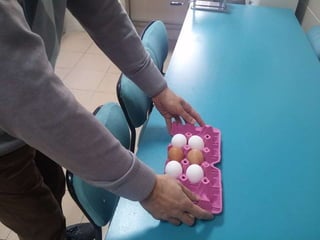 arranging / putting eggs into the fridge