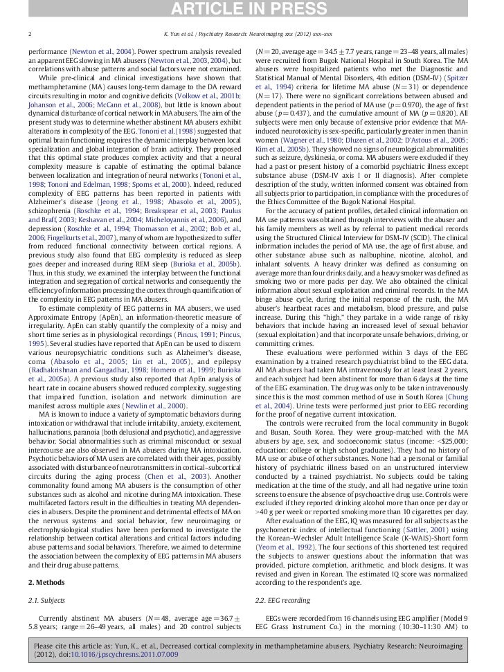 Meth Addiction Diagnostics Using Eeg