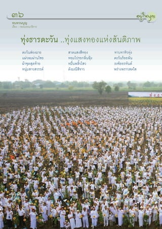 Ûˆ
∑∫∑«π∫ÿ≠
‡√◊ËÕß : °Õß∫√√≥“∏‘°“√


       ∑ÿàß∏“√μ–«—π ..∑ÿàß· ß∑Õß·Ààß —πμ‘¿“æ
        μ–«—π àÕß©“¬      “¥· ß ’∑Õß        ∑“∫∑“∑‘«∑ÿàß
        ·ºà«≈¡ºà“π‚™¬    ÀÕ¡‚ª√¬°≈‘ËπøÿÑß   μ–«—π√âÕ¬æ—π
        ºâ“™ÿ¥ ÿ¥∑â“¬    À¡◊Ëπæ≈‘È«‰ «      ∏ß™—¬Õ√À—πμå
        Àπÿà¡ “« «√√§å   ¥—ß¡≥’ ’¢“«        æ√à“ßæ√“« ¥„ 




                                 36
 