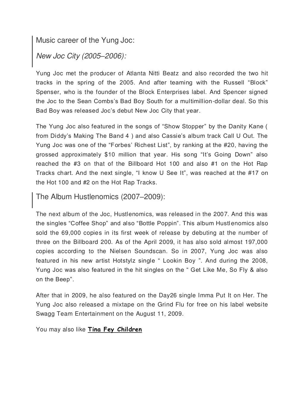 Yung Joc Net Worth, Yung Joc Kids, Yung Joc Wife