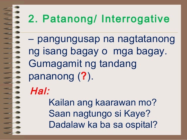 Pangungusap Na Patanong Halimbawa Yunit 3 istruktura ng wika