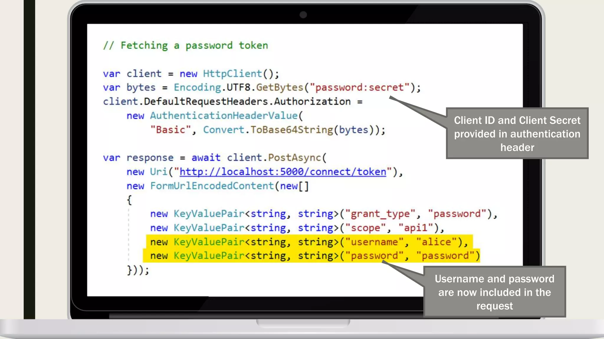 Username and password are now included in the request Client ID and Client Secret provided in authentication header 