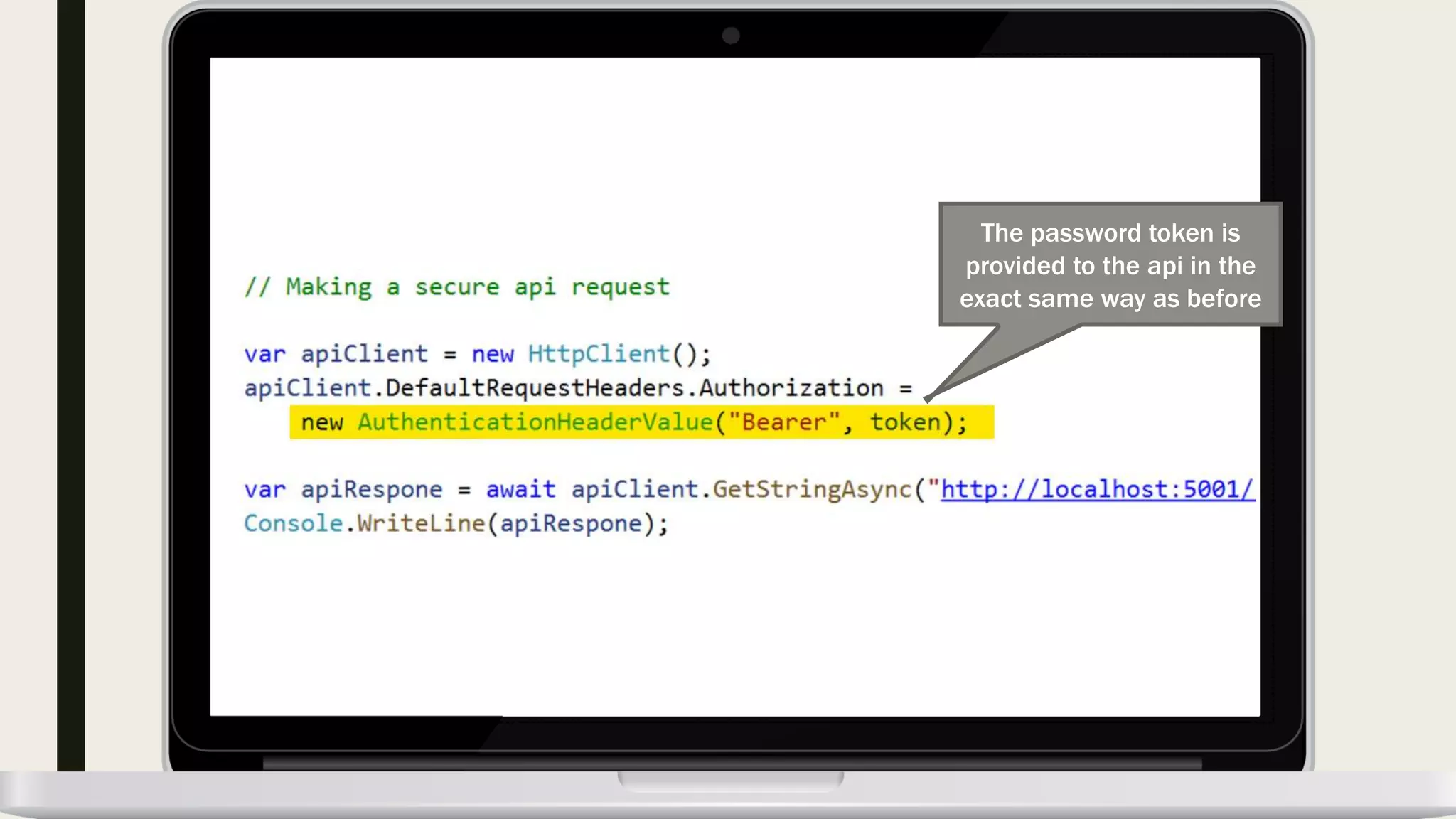 The password token is provided to the api in the exact same way as before 