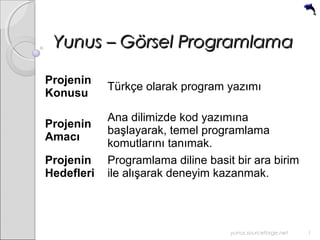 Yunus visual programming - turkish | PPT