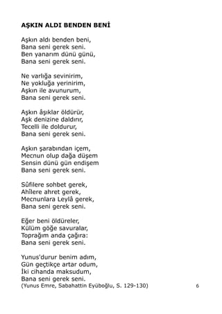YUNUS EMRE HAYATI RLER HAKKINDA YAZILMI MAKALELER PDF