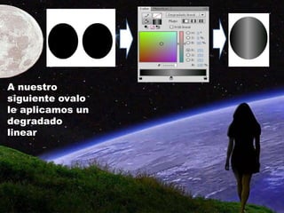 A nuestro
siguiente ovalo
le aplicamos un
degradado
linear
 