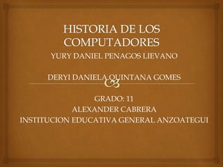 YURY DANIEL PENAGOS LIEVANO
DERYI DANIELA QUINTANA GOMES
GRADO: 11
ALEXANDER CABRERA
INSTITUCION EDUCATIVA GENERAL ANZOATEGUI
 