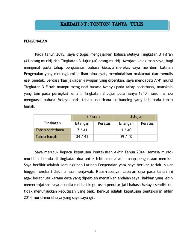 Kajian Tindakan T3 Tonton Tulis Baca