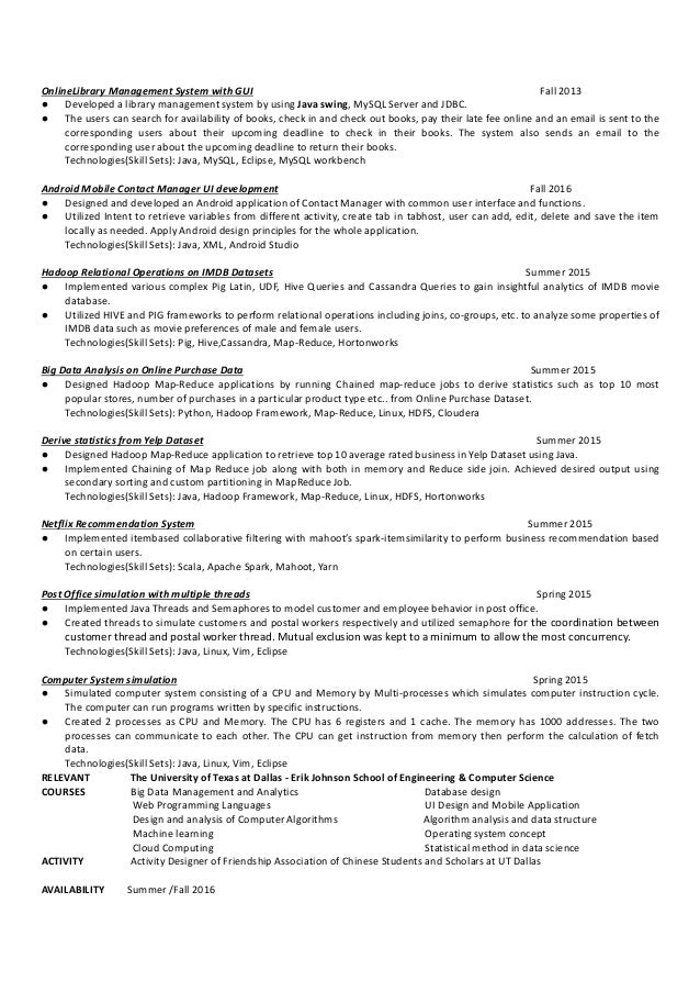 yu s resume