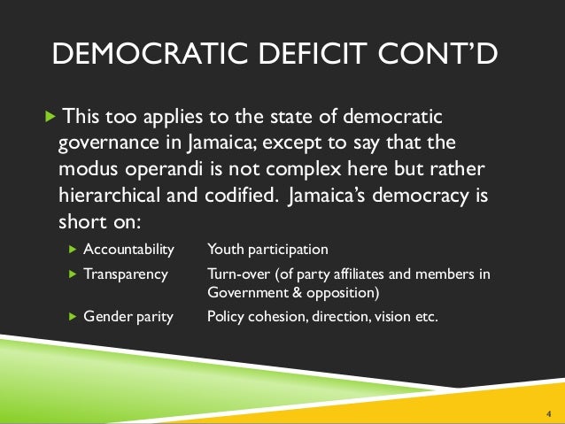 democratic deficit The future is bleak for our two-party system, for the dp and for the state of american democracy. democratic deficit The future is bleak for our two-party system, for the dp and for the state of american democracy.