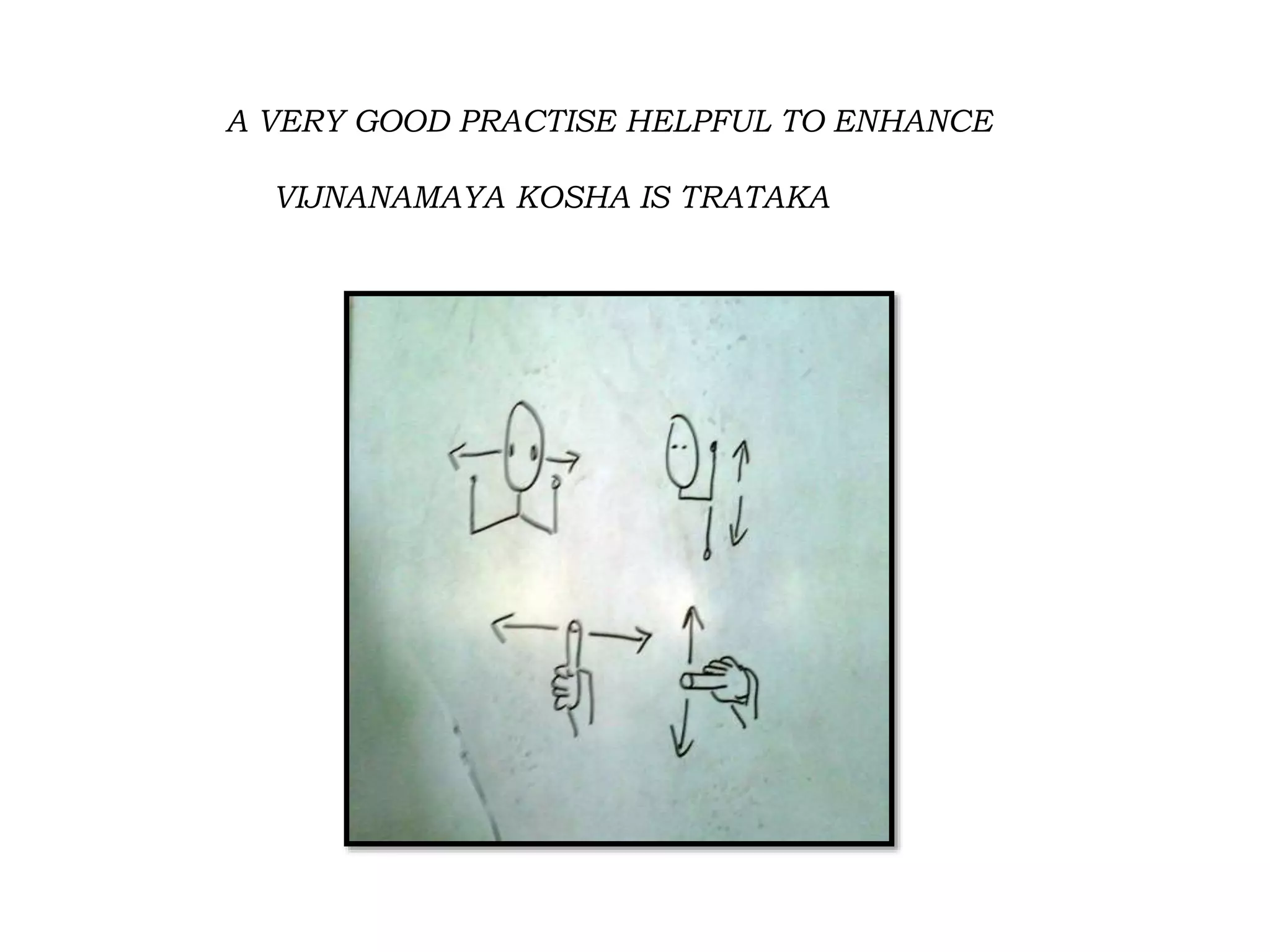 A VERY GOOD PRACTISE HELPFUL TO ENHANCE
VIJNANAMAYA KOSHA IS TRATAKA
 