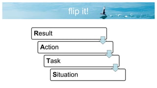 flip it!
Result
Action
Task
Situation
 