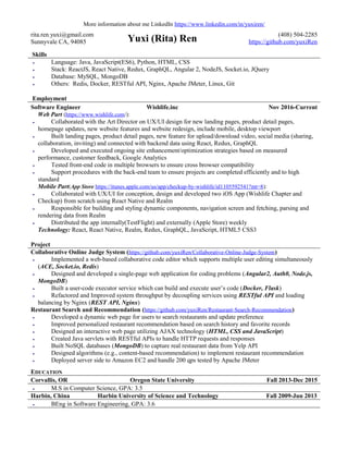 Yuxi Ren Resume | PDF | Free Download