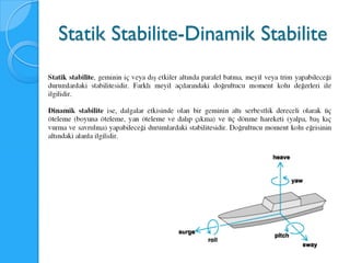 Statik Stabilite-Dinamik Stabilite
 