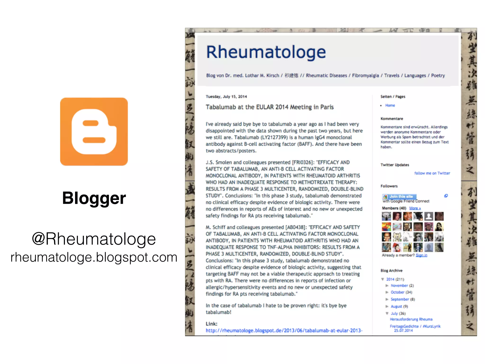 Blogger
@Rheumatologe
rheumatologe.blogspot.com
 
