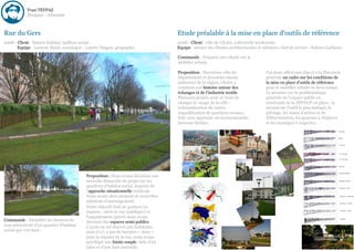 Yvan TEYPAZ
            Designer - urbaniste



Rue du Gers                                                                           Etude préalable à la mise en place d'outils de référence
2008 - Client : Nantes Habitat, bailleur social.                                      2008 - Client : ville de Cholet, collectivité territoriale.
       Equipe : Laurent Melet, sociologue ; Landry Nzigou, géographe.                 Equipe : service des Etudes architecturales et urbaines, chef de service : Fabrice Caillarec.

                                                                                      Commande : Préparer une charte sur le
                                                                                      mobilier urbain.

                                                                                      Proposition : Deuxième ville du                  J'ai donc offert aux élus et à la Direction
                                                                                      département et deuxième bassin                   générale un cadre sur les conditions de
                                                                                      industriel de la région, Cholet a                la mise en place d'outils de référence
                                                                                      construit son histoire autour des                pour le mobilier urbain en deux temps.
                                                                                      échanges et de l'industrie textile.              Le premier sur la problématique
                                                                                      Plusieurs projets sont en train de               générale de l'espace public en
                                                                                      changer le visage de la ville :                  continuité de la ZPPAUP en place ; le
                                                                                      redynamisation du centre,                        second sur l'outil le plus indiqué, le
                                                                                      requalification de quartiers sociaux,            pilotage, les zones d'action et de
                                                                                      ZAC avec approche environnementale,              différenciation, les gammes à déployer
                                                                                      nouveau théâtre.                                 et les stratégies à respecter.




                                           Proposition : Nous avons théorisée une
                                           nouvelle démarche de projet sur les
                                           quartiers d'habitat social, inspirée de
                                           l'approche situationnelle médicale.
                                           Nous avons alors proposé de nouvelles
                                           solutions d'aménagement.
                                           Notre objectif était de graduer les
                                           espaces : entre la rue (publique) et
                                           l'appartement (privé) nous avons
Commande : Identifier les facteurs de      dessinés des espaces semi-publics
non-attractivité d'un quartier d'habitat   L'accès en est réservé aux habitants,
social qui «vit mal».                                                          .
                                           mais il n'y a pas de barrière « dure »
                                           pour la séparer de la rue, nous avons
                                           privilégié une limite souple, faite d'un
                                           talus et d'une haie naturelle.
 