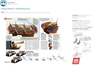 Yvan TEYPAZ
            Industrie > Création



Design intérieur + illustration presse
20086
Client : L'Action Auto-Moto, presse nationale, groupe Hachette-Filipacchi, n°1 européen de l'édition.

                                                                                                        Commande : Illustrer le dossier « 2cv
                                                                                                        du futur » avec des solutions
                                                                                                        innovantes.

                                                                                                        Proposition : J'imagine, crée, puis
                                                                                                        illustre un intérieur modulable pour
                                                                                                        une voiture 6 places, économique à
                                                                                                        l'achat et à l'entretien tout en
                                                                                                        conservant un aspect valorisant.
                                                                                                        Le tableau de bord permet de connecter
                                                                                                        les compteurs où on le souhaite, les
                                                                                                        sièges sont en filet et les matériaux
                                                                                                        naturels.
 