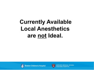 Currently Available
Local Anesthetics
are not Ideal.
 