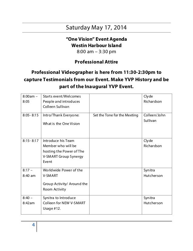 professional agenda