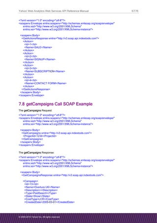 Yahoo Web Analytics API Reference Guide | PDF