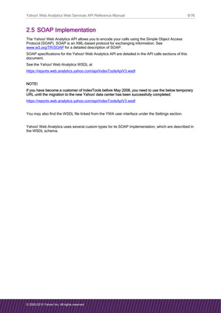 Yahoo Web Analytics API Reference Guide | PDF