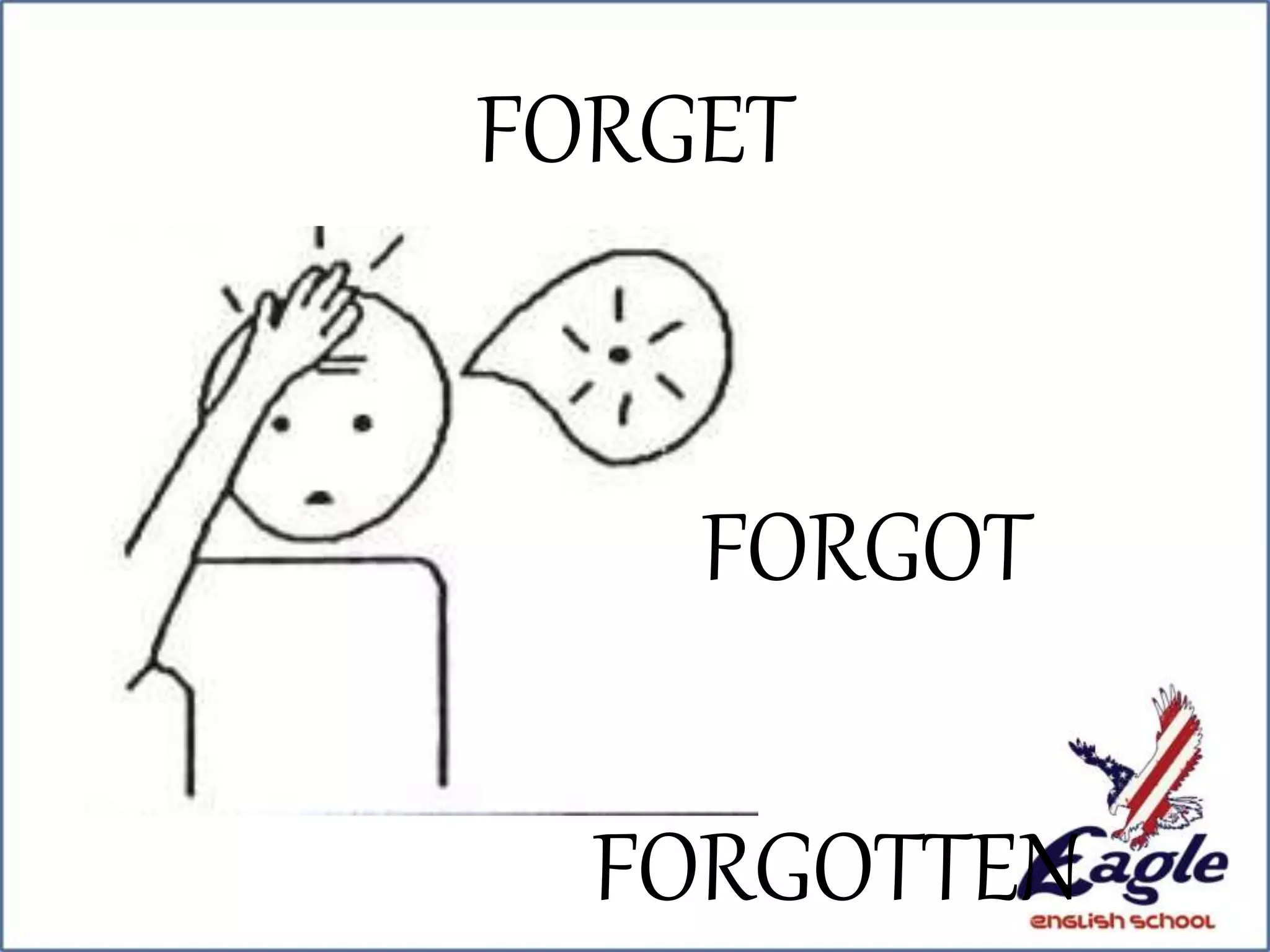 FORGET
FORGOT
FORGOTTEN
 