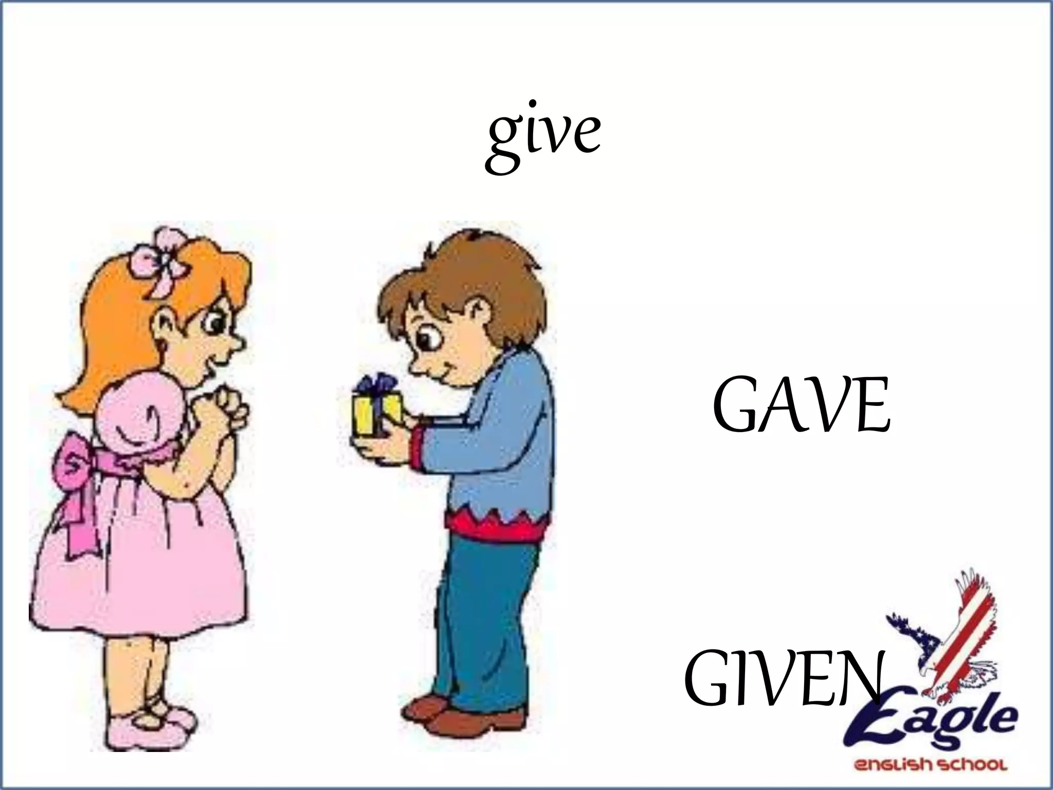 GIVEN
GAVE
give
 